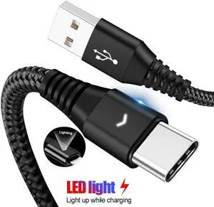 Type C Cable Fast Charging Led Light Cable Cord for  Galaxy Note 10 S10 Lite A71 A51 S20+ 5G Cavo c Kabel 2meter