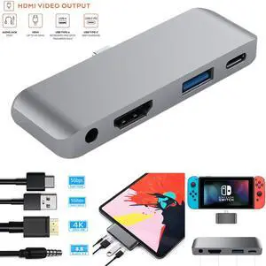 3.1 Type C to PD Fast Charger 4K HDMI  3.0 3.5mm AUX Jack Cable Adapter Hub for iPad Pro PS3/4 Switch Macbook TVBox XBOX