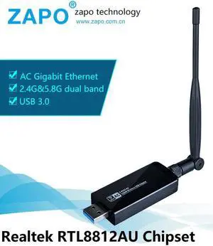 Band 2.4G / 5G WiFi USB 3.0 Adapter RTL8812AU Chip Wireless AC 1200Mbps High Gain Antenna Network Card For Desktop Laptop