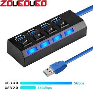 Hub 3.0 4/7 Port  2.0 Hub Splitter With ON/OFF Switch Multi  C Hab High Speed 5Gbps For PC Computer Accessories