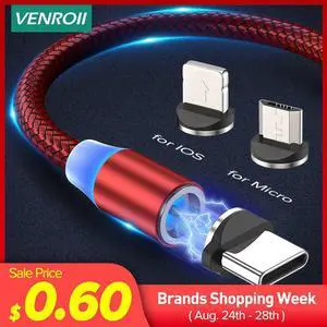 Magnetic Cable USB Fast Charging Micro USB Type C Cable for  Galaxy Note 9 S20  Mi 8 10 Redmi Phone Charger