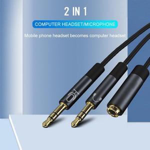 3.5mm Headphone Jack Splitter Female To 2 Male Mic Audio Y Splitter Cable Headset To PC Adapter Aux Cable For IPhone