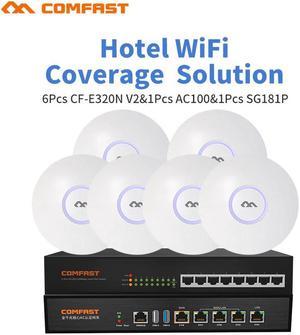 Home Hotel Restaurant Wifi Coverage Seamless Wifi Management 6pcs 300Mbps indoor AP + 1AC Router + 1Pc 8 Port Gigabit POE Switch