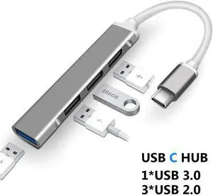4 Port Aluminum Alloy USB Type-C HUB USB 3.0 HUB USB Expander Splitter Docking Station OTG Adapter For MacBooK Pro 13 15