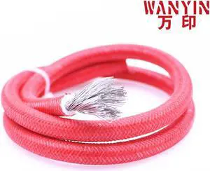 10M high quality Heat resistant 300°C Glass fiber braided high temperature silicone  cable wear resistant fire resistant wire