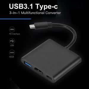 3 in 1 Type-C HUB USB 3.0 HDMI USB-C Female Converter Small Household Computer Accessories for Laptop Notebook PC