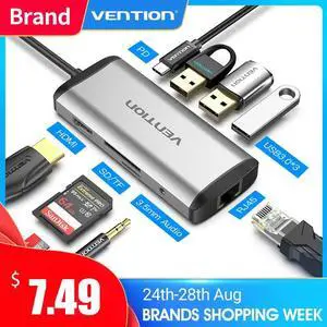 USB C HUB Type-C to 4K HDMI RJ45 VGA USB 3.0 HUB Dock for MacBook Pro  Mate 30 USB-C 3.1 Splitter Port USB-C HUB