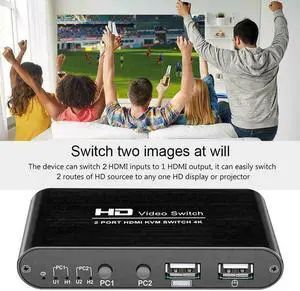 KVM Switch 2 Port 4K Support Wireless Mouse Keyboard Converter For Dual PC Host GK99