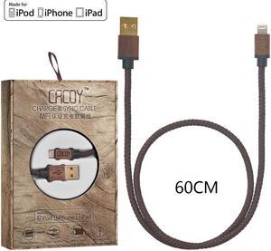 MFi Certified For Lightning Cable 60cm PU Leather Durable and Fast Charging Cable for iPad,iPhone Xs/XS Max/XR/8/7Plus/6s/5s etc