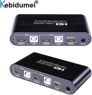 2 Ports HDMI KVM Switch UHD4K@30Hz 1080P@60Hz USB2.0 Sharing Monitor Printer Keyboard Mouse For 2 Computers Laptops Ps4
