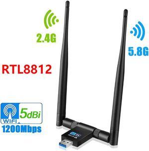 1200Mbps Wireless WiFi Adapter RTL8812 2.4G 5G USB3.0 WiFi Dongle 802.11ac Network Adapter Support Windows XP/10/8/8.1/7/Vista/2