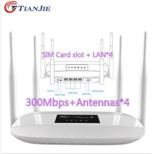 4G LTE CPE Wifi Router Unlock 300Mbps 4 external antenna sim card slot RJ45 LAN Port Hotspot Wireless Modem Dongle Wifi