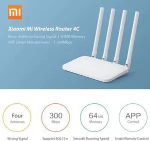 Original  Mi WIFI Router 4C Roteador APP Control 64 RAM 802.11 b/g/n 2.4G 300Mbps 4 Antennas Routers Wireless Repeater