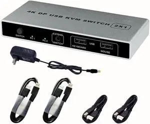Controller VGA 4K 60Hz 1 Out KVM Switch Mouse Support Displayport Monitor HDMI USB Computer Stable Dual Port