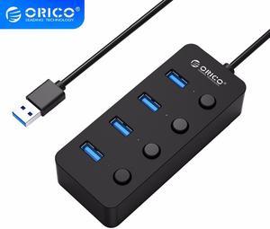 4 Port USB 3.0 HUB With Individual Power Switches Multi USB Splitter OTG Adapter for PC Computer Laptop Accessories