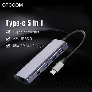 USB docking station All-in-One USB-C to USB3.0 RJ45 PD Adapter for MacBook Windows   Type C HUB