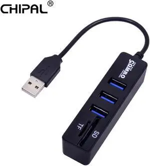 High Speed 2 in 1 Combo 3 Port USB 2.0 HUB Splitter Card Reader for  TF Micro  for PC Laptop Peripherals Accessories