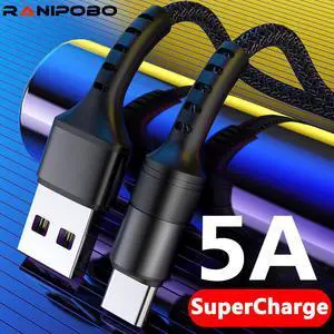 5A USB Type C Cable 0.25m 1m 2m Fast Charging USB-C Cable For  P30 P20 Mate 20 Pro Phone SuperCharge QC3.0 USB C Cabo Cord