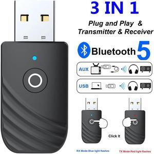 3-In-1 Bluetooth 5.0 Audio Transmitter And Receiver With 3.5mm Jack Support AUX And USB Stereo Wireless Music Adapter For TV Car