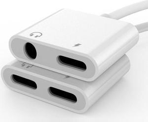 For iPhone 11 6s 7 8 Plus Aux Jack Headset 2 in 1 Audio Adapter Charging Earphone Cable for Lighting 3.5mm To Headphone Splitter