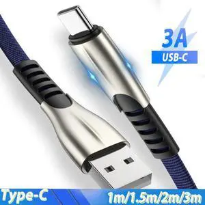 Type C Cable Fast Quick Charge QC 3.0 Cavo for  Mi 9t 9 SE 8 A3 CC9 Redmi note 8 7 K20 Pro 7 QC3.0 flat Noodle cable