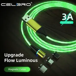 LED Cable Magnetic USB Type C Fast Charging for  Mi 10 Ultra  S20 S10 Plus Note 20 Micro USB Tipo C Cable