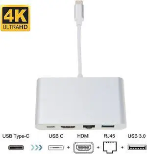 4 in 1 USB-C Hub Adapter USB 3.0 Type C to HDMI 4K RJ45 Port USB 3.0 USB 2.0 Converter for Macbook HDTV For