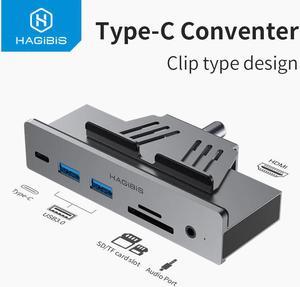 Type-c Hub USB 3.0 HUB Clamp Design Aluminum Type-c to HDMI Alloy Clip-Type /TF Card reader Audio Port for  iMac