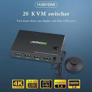 2020 2 In 1 Out HDMI KVM Switch Box Video Display 4K USB Switch Splitter For 2 PC Sharing Keyboard Mouse Printer Plug And Paly