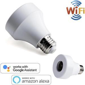 Wifi Bulb Socket E26 Wi-Fi Led Light Bulbs Timer Holder Wireless Lamp Adapter  Works with Alexa and Google Home