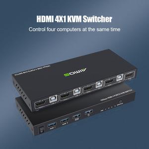 KVM Switch Classic Practical Multi-functional 4 Port 4K USB Switcher Splitter Box for Sharing Monitor Printer