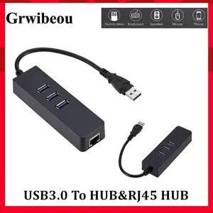 Portable 3 Port USB 3.0 Hub 1000Mbps Gigat Ethernet Adapter USB to RJ45 Lan Network Card for Windows laptop Adapter