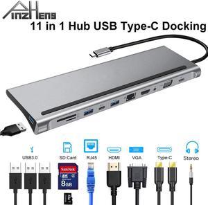 11-In-1 USB Type C HUB To 3.0 USB HDMI VGA RJ45 USB 3.0 HUB For MacBook Pro Accessories USB Splitter USB-C HUB Adapter