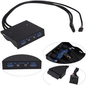 3.5 in Audio Front Panel HD Audio Connector Computer Splitter Adapter 4 Ports 20Pin to 2 USB Port Hub PC Floppy Expansion Cable
