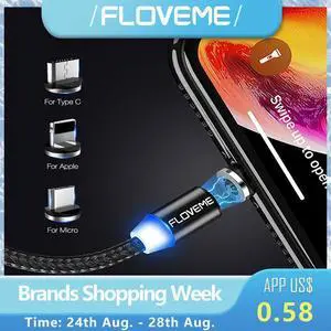 1M Magnetic Charge Cable Micro USB Cable For iPhone 11 Pro Max XR Magnet Charger USB Type C Cable LED Charging Wire Cord