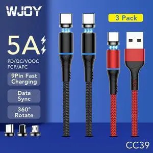5A Magnetic Cable Micro USB Type C Full Agreement Fast Charging  Sync Magnet Charge For iPhone for  CC39 3 Pack