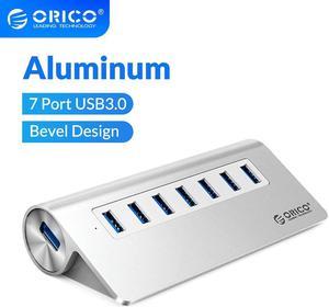 Aluminum Bevel Design 7 Port USB 3.0 HUB High Speed Splitter With 12V Power Adapter For PC Macbook Computer Accessories