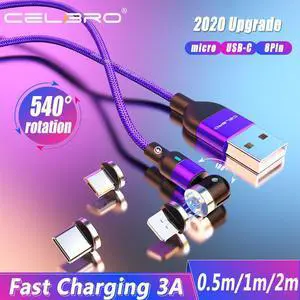 Fast Charger Usb Cable 3 Em 1 Type C Magnetic Magnetico Charge Cabel Micro Usb For  A50 A70  9 360°+180°Roating A51