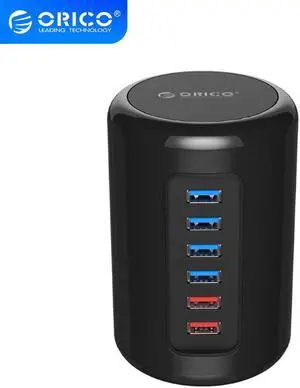 Mac Design 4 Ports USB3.0 Hub with Two Super Charger Ports for Windows XP Vista 7 8 Linux Mac OS - Black