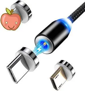 Charger Micro USB Cable plug Round  Cable plug Fast Charging Wire Cord Magnet USB Type C Cable plug