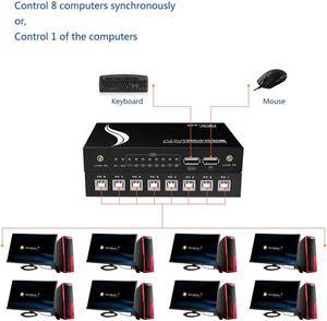 8 Port KM Synchnorizer USB 1 Set Mouse Keyboard Controls 8 PC Hosts Hotkey Mouse Crossing KVM Switch without VGA KM108-U