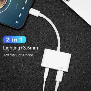 2 In 1 for  IPhone XS MAX XR X 7 8 Plus 11pro 3.5mm Jack Earphone  Aux Cable for IOS 12 Phone Accessories