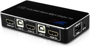 4kx2k 60HZ 2.0  KVM Switch 2 Port 2 In 1 Out USB Printer Sharing Free Drive Mouse & Keyboard Display