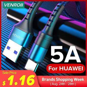 Cable USB Type C 5A Supercharge for  Mate 20 P30 P20 Pro Fast Charging Phone Cord for  20 10 8 V10 USBC Cabo
