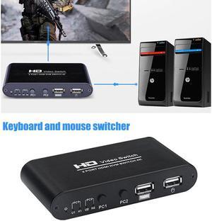 KVM Switch Box 4 Port  2.0 Switcher Office PC Sharing Splitter for Keyboard Mouse Printer Monitor for Windows/Mac/Linux