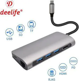 USB Type C HUB HDMI USB 3.1 Type-C HUB to RJ45 Card Reader Multi USB 3.0 Adapter for MacBook Pro Dock USBC Splitter