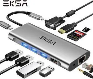 ET9H USB Type C HUB 11 IN 1 USB HUB to USB 3.0 2.0 RJ45 VGA HDMI Card Slot 3.5mm Adapter Dock Splitter for MacBook Pro ET9H USB Type C HUB 11 IN 1 USB HUB to USB 3.0 2.0 RJ45 VGA HDMI Card Slot 3.5mm Adapter Dock Splitter for MacBook Pro