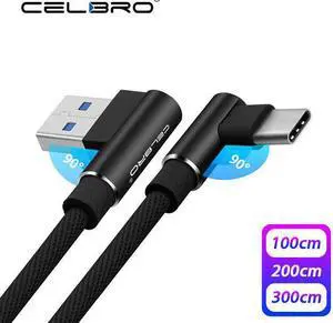 Angle USB Type C Charger Cable Fast Charging 90 Degree Type-C  Cable for LG V40 V35 ThinQ V30 Q7 G7 G6 G5 1/2/3 Meter