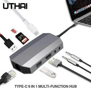J10 Type-C 9in1 HUB Multi USB3.0  Adapter Dock for MacBook Pro Accessories Type-c 3.1 Splitter 3Port USB C Card Reader