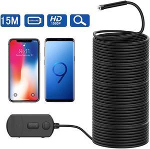 15M Cable Super Long 1080P Semi-Rigid Inspection Camera 2 MP HD WiFi Borescope Wireless Endoscope with Zoomable Focus PQ301